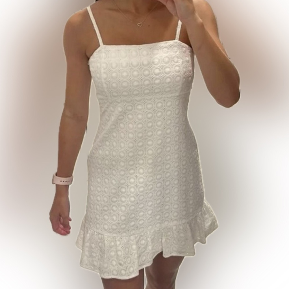 Women’s White Eyelet Strapless Dress